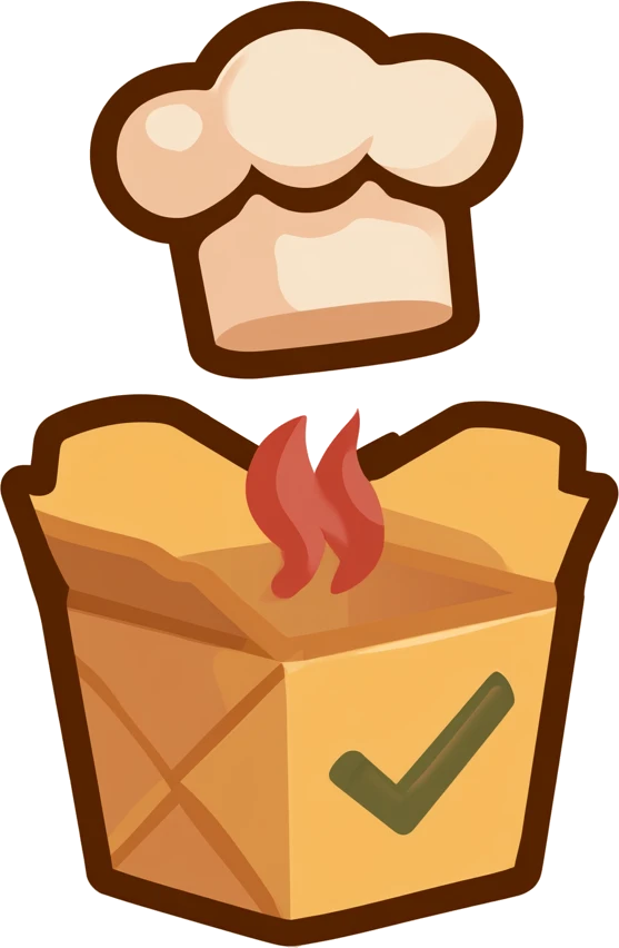 Chefshops Logo: Kochmütze über einer Takeout-Box